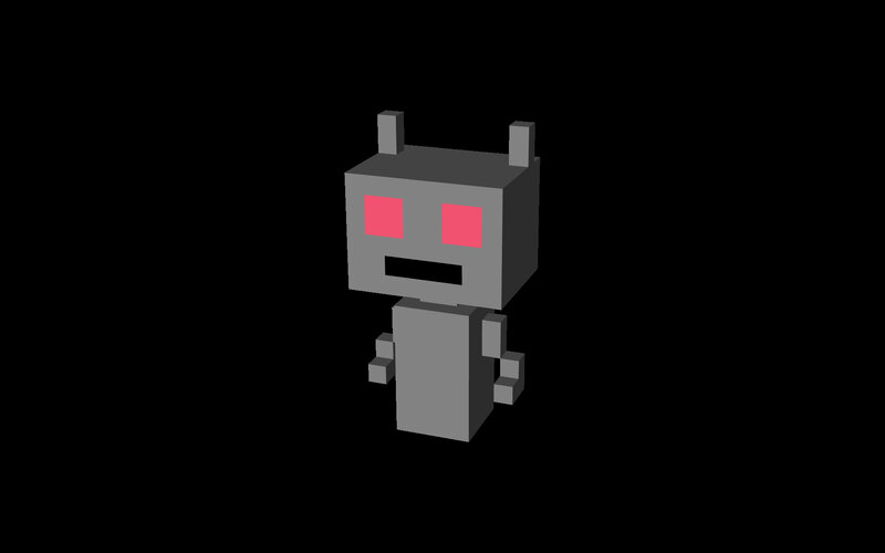 pixelated robot character