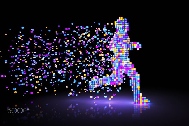 Pixelated Runner Figure