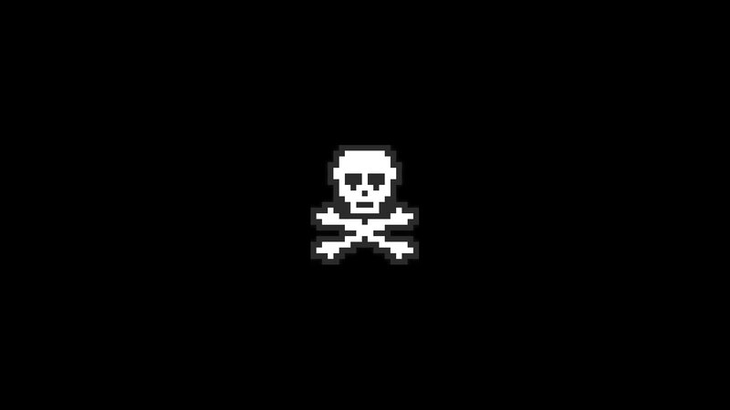 Pixelated Skull and Crossbones — Black