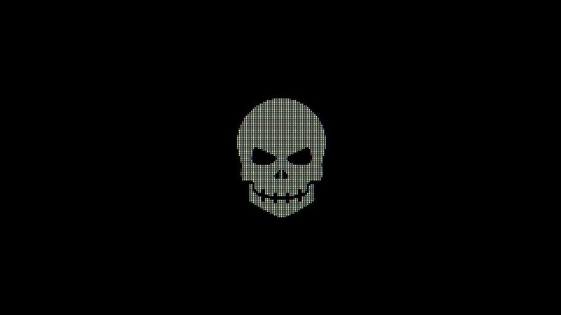 Pixelated Skull Icon — Black