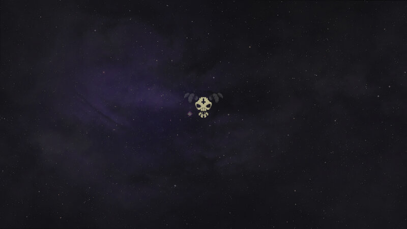 Pixelated Skull in Space — Black