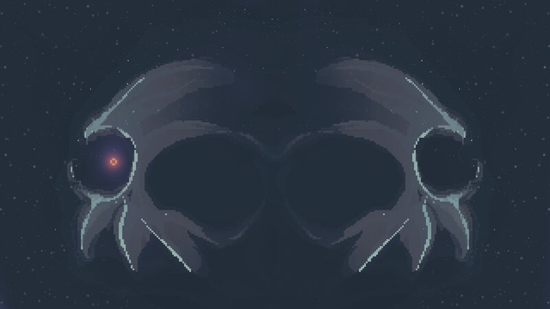 Pixelated Skull in Space