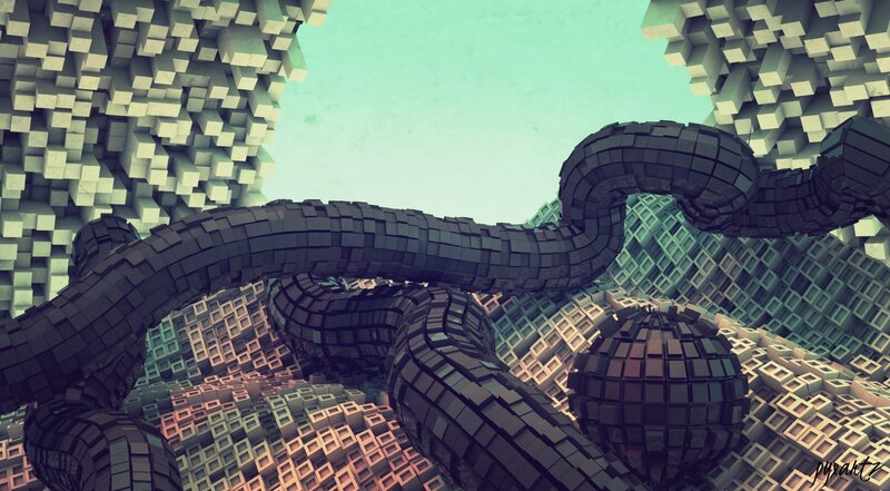 Pixelated Snake Sculpture