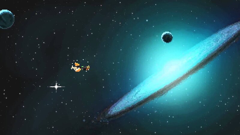 Pixelated Spaceship in Space