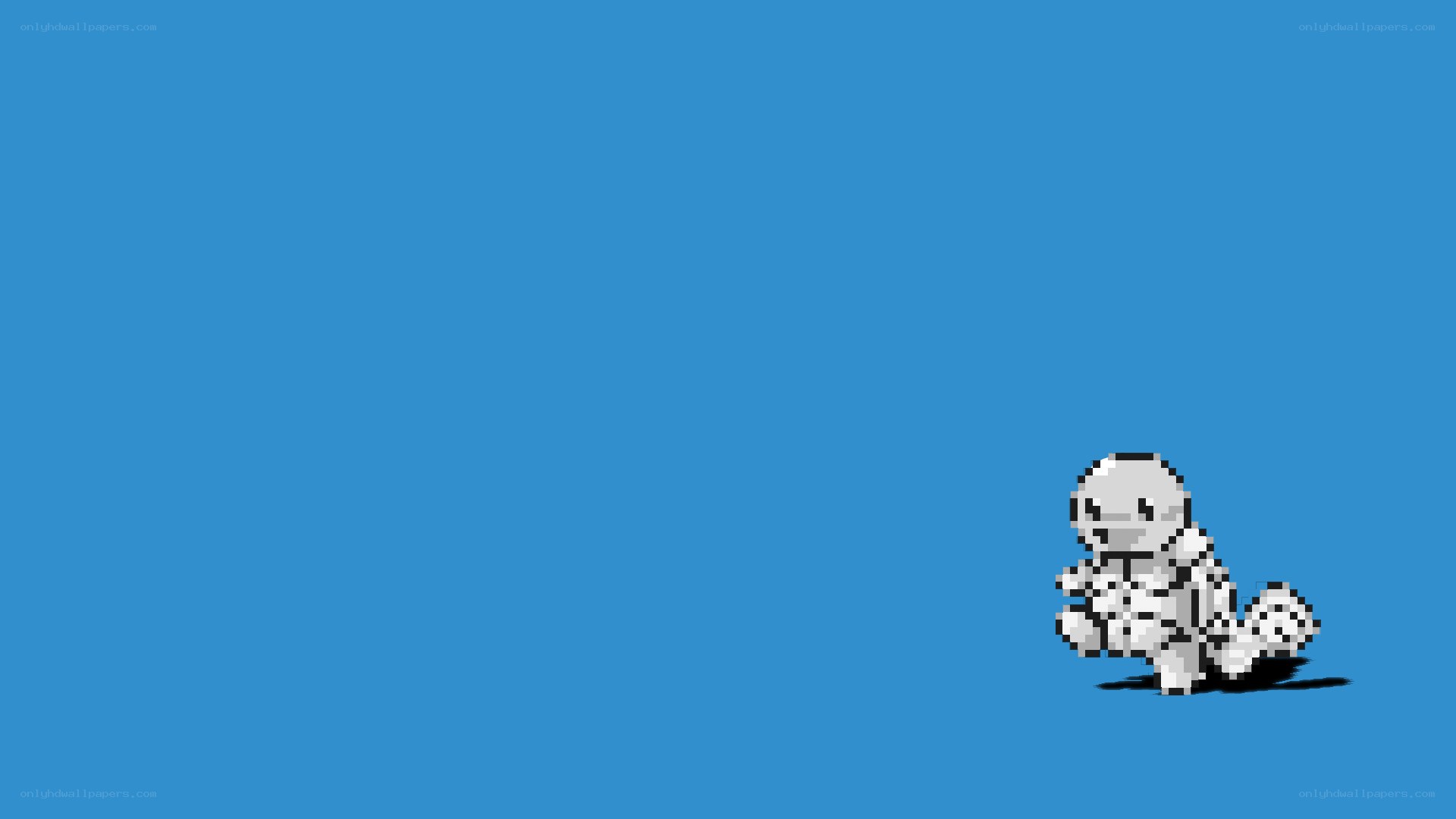 Pixelated Squirtle on blue