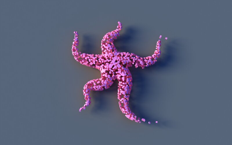 pixelated starfish sculpture