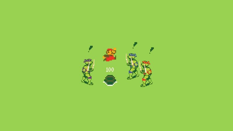 Pixelated Turtles Fighting