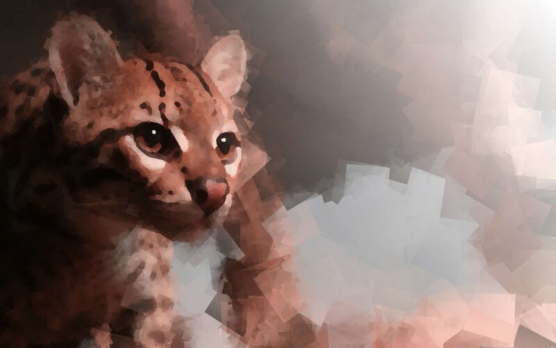 pixelated wild cat portrait