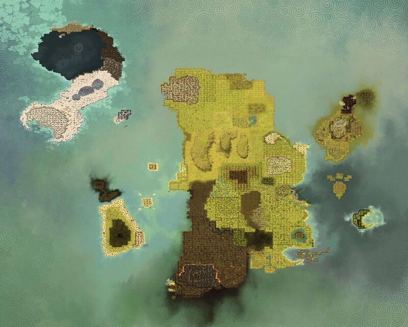 Pixelated World Map — Green, Serene