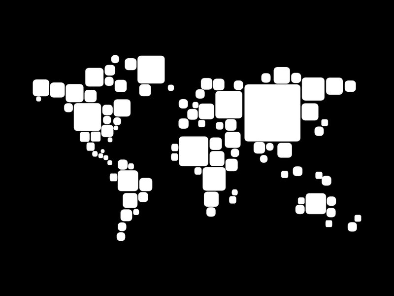 pixelated world map