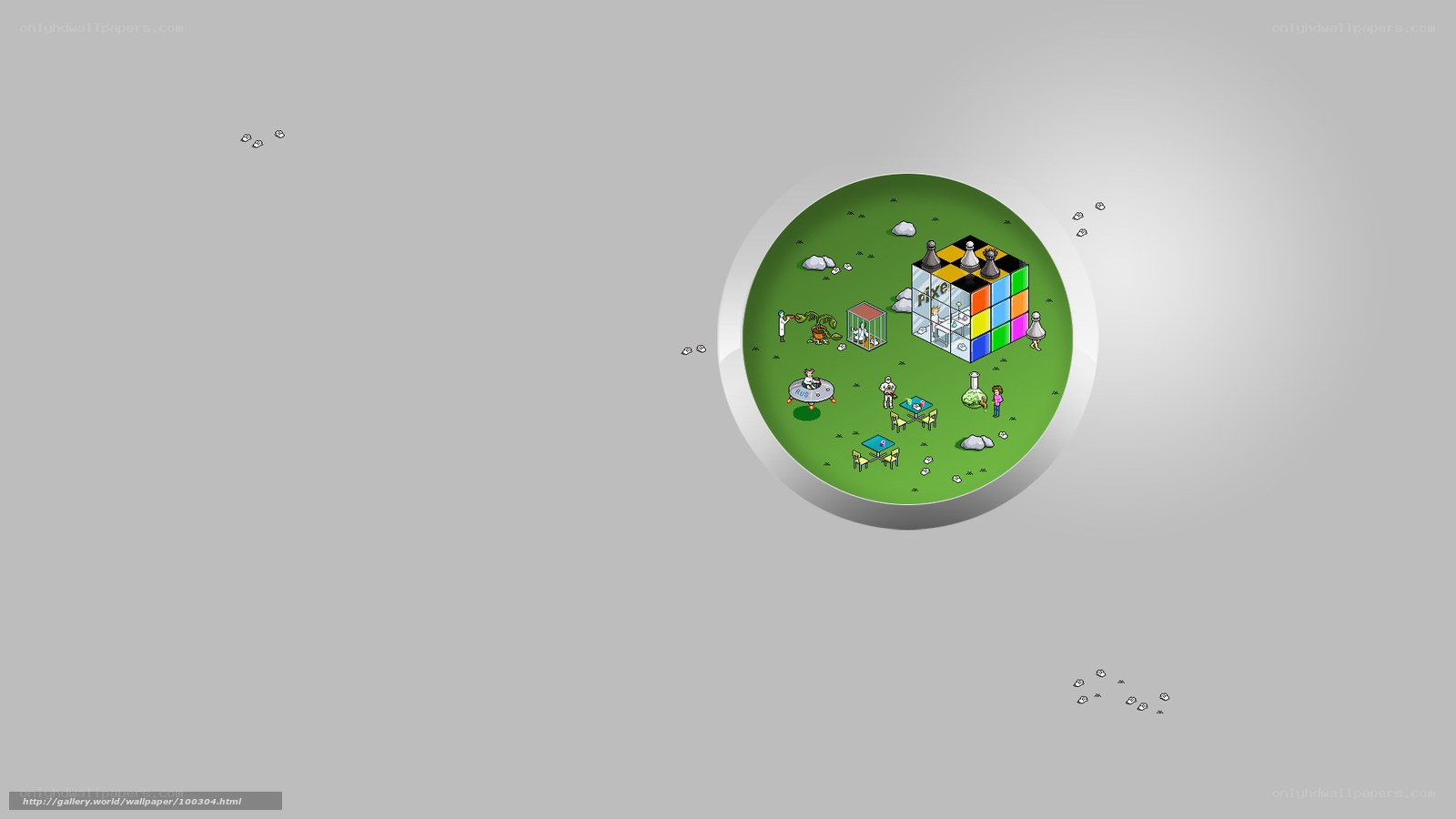 Pixelated world scene