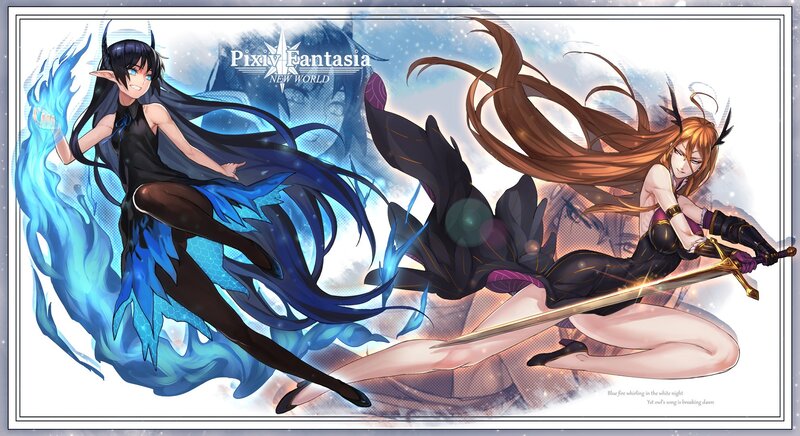 Pixiv Fantasia characters in action