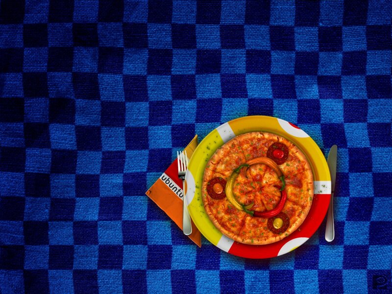 Pizza on a checkered table
