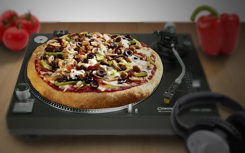 Pizza on a turntable
