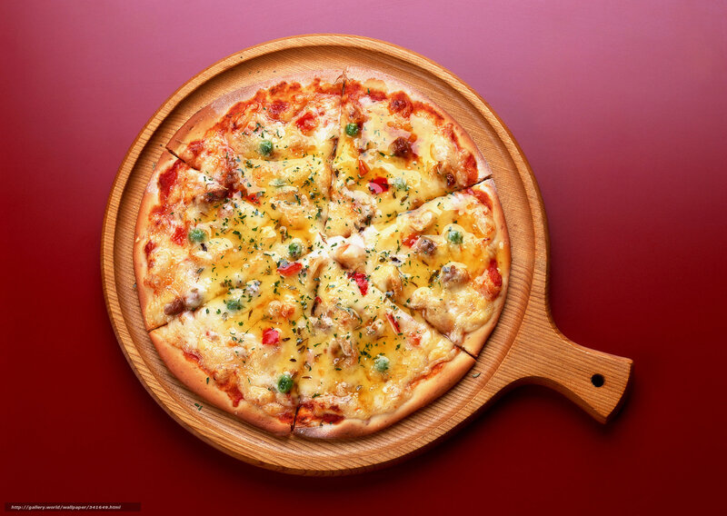 Pizza on Wooden Board — Red, Appetizing