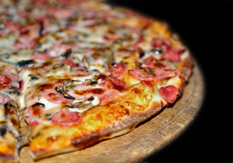 Pizza on Wooden Board — Yellow