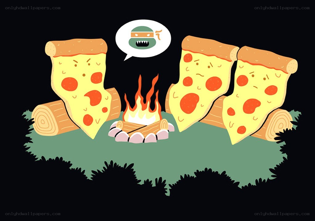 Pizza slices at campfire