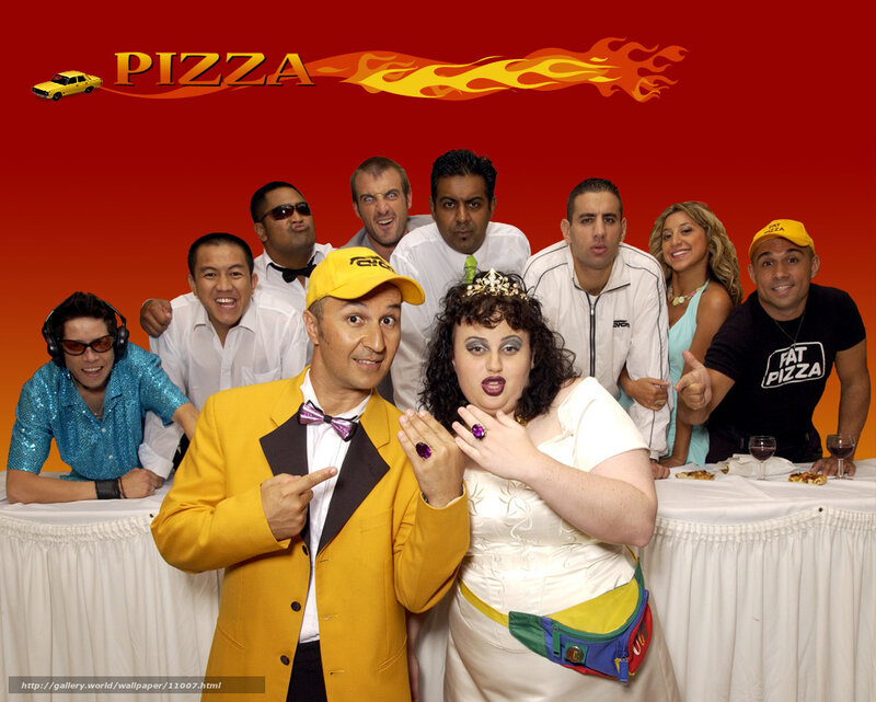 Pizza-themed group photo