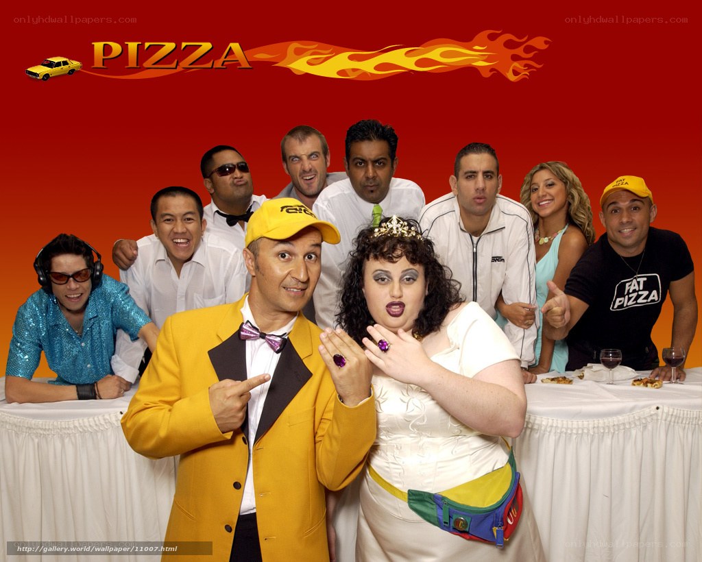 Pizza-themed group photo