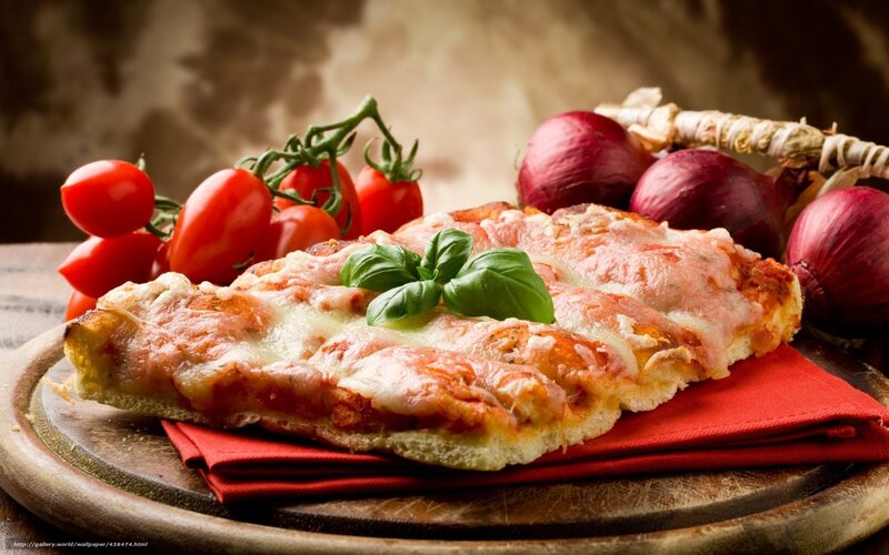 Pizza with Basil and Tomatoes