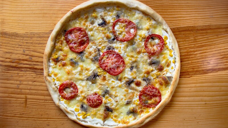 Pizza with Corn and Tomatoes