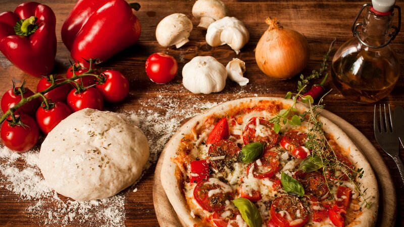Pizza with Fresh Ingredients — Red, Appetizing