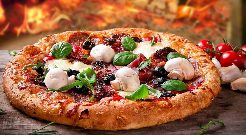 Pizza with Mushrooms — Brown