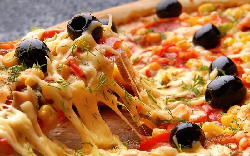 Pizza with Olives and Corn — Yellow