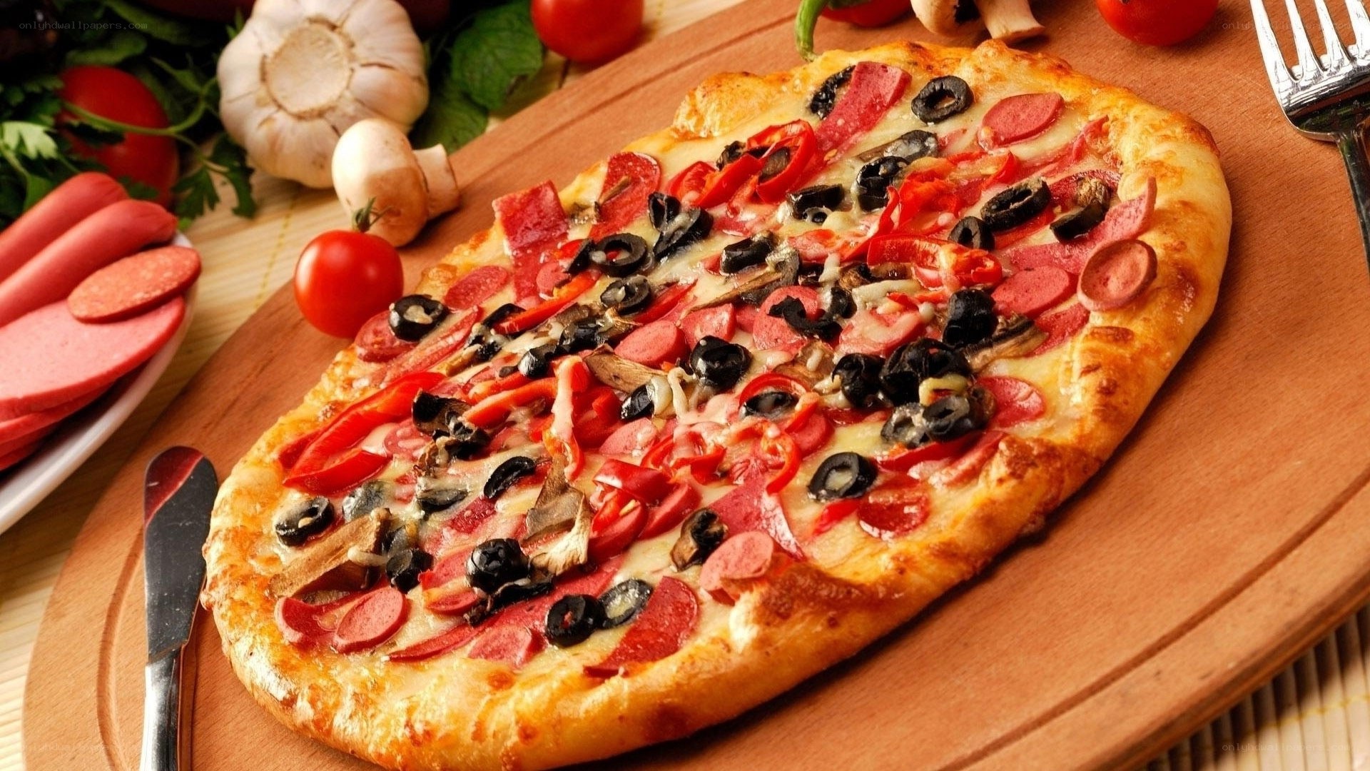 pizza with pepperoni and olives