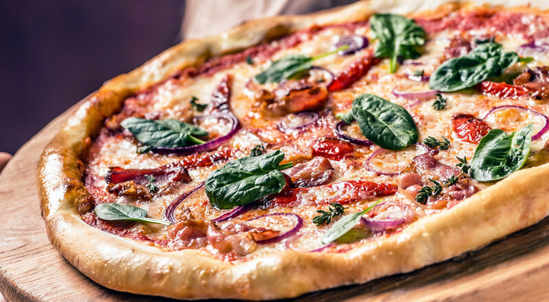 Pizza with Spinach and Bacon