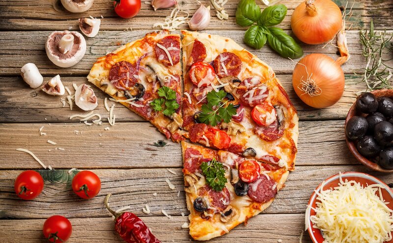 Pizza with Toppings — Brown, Appetizing, Photograph