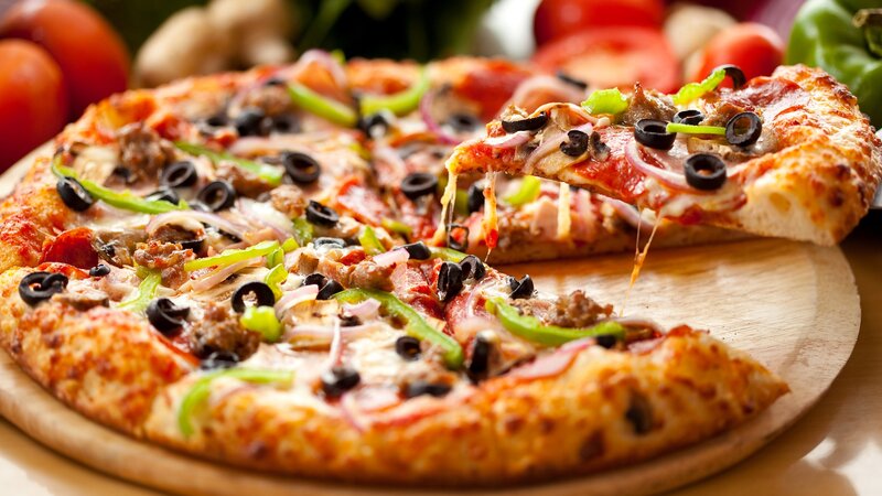 Pizza with Toppings — Red, Appetizing, Photograph