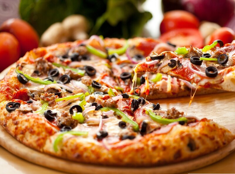 Pizza with Toppings — Red, Appetizing