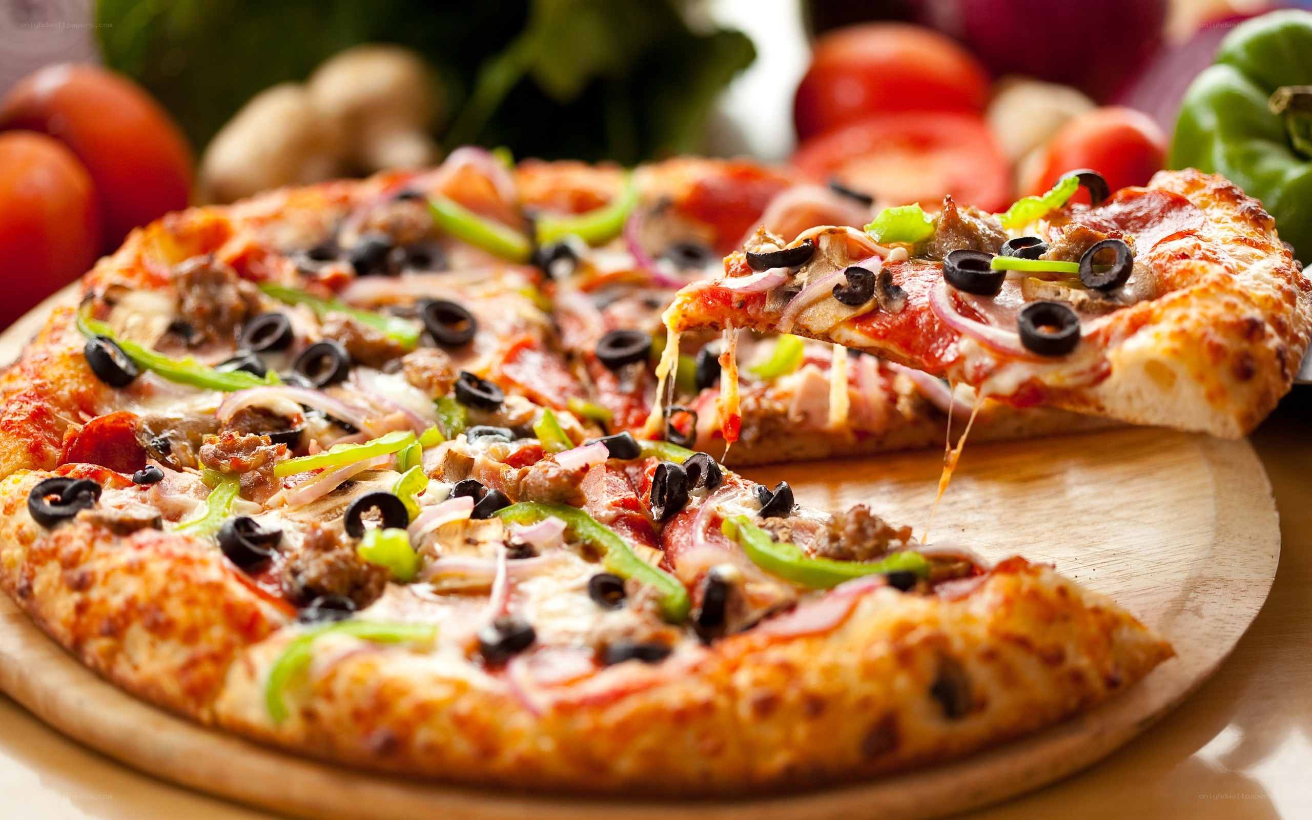 pizza with vegetables and olives