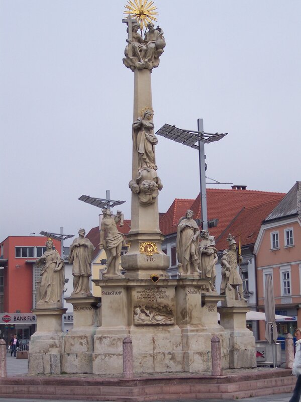 Plague column in a town square