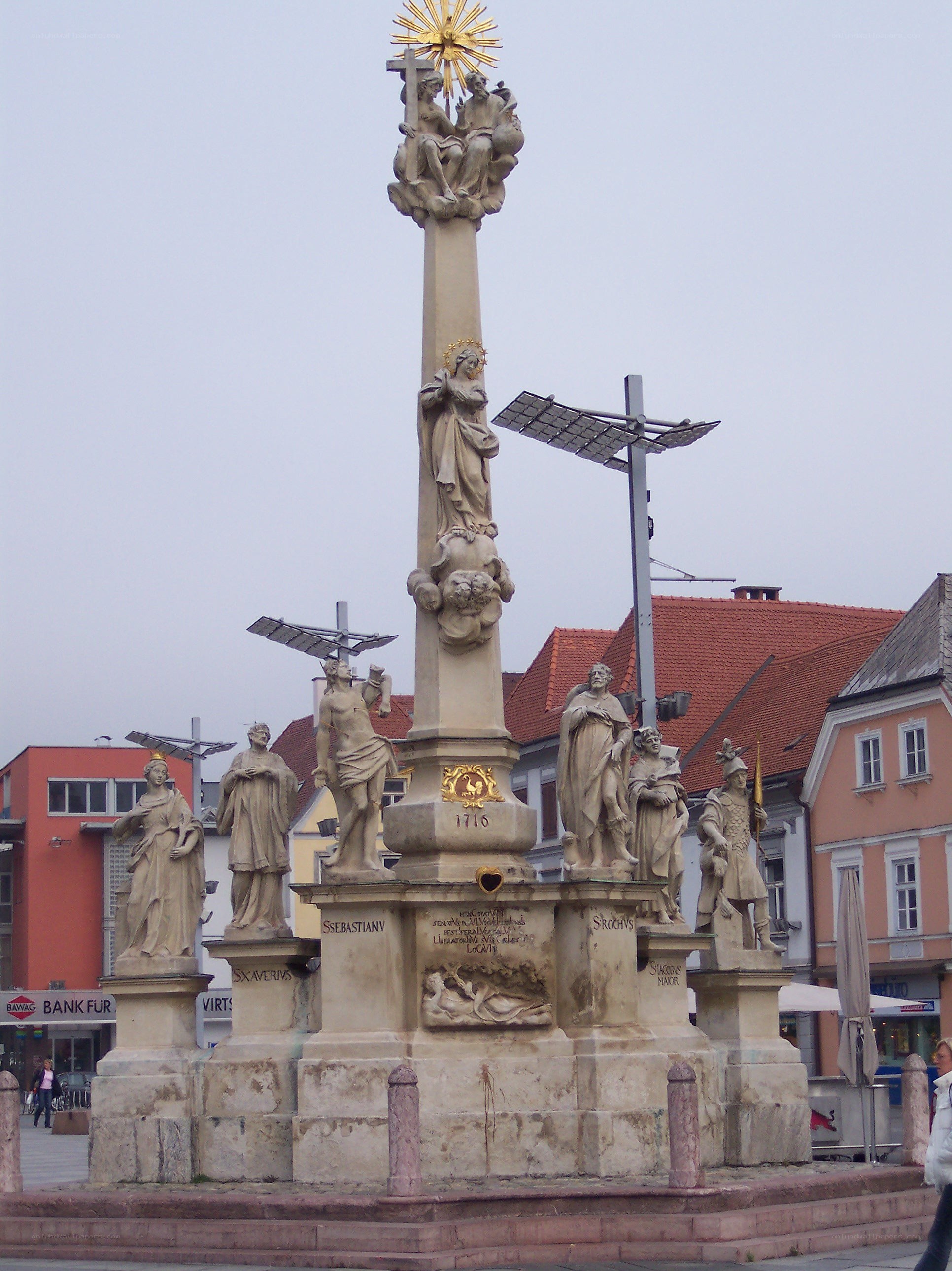 Plague column in a town square