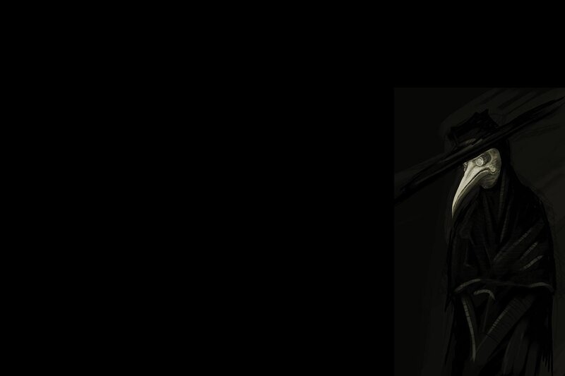 plague doctor in dark cloak