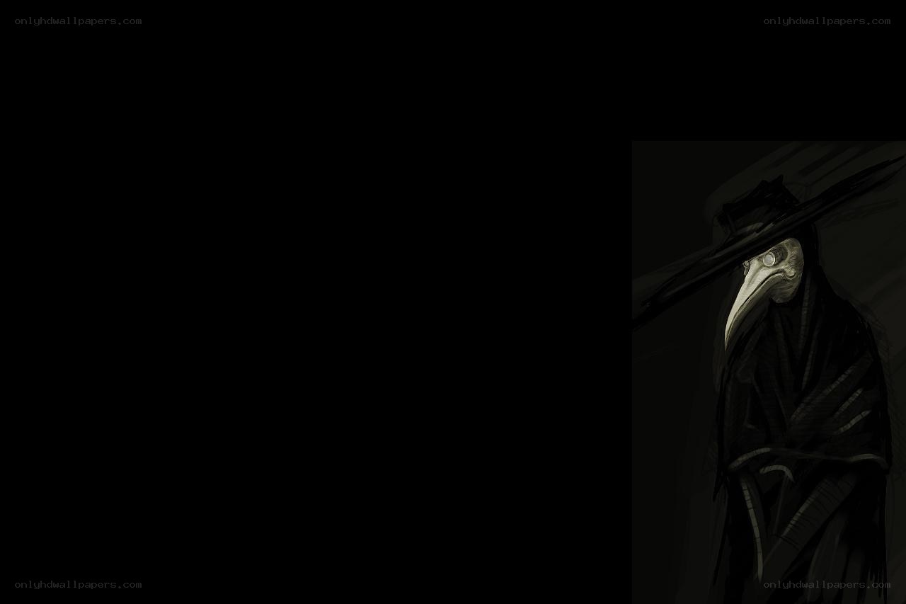 plague doctor in dark cloak