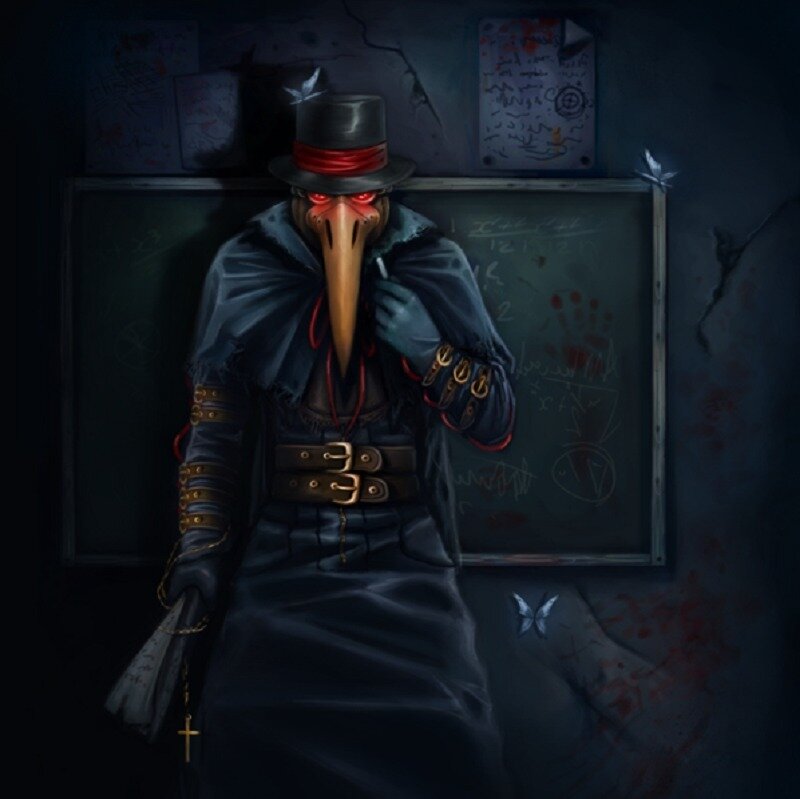 Plague Doctor in Dark Room