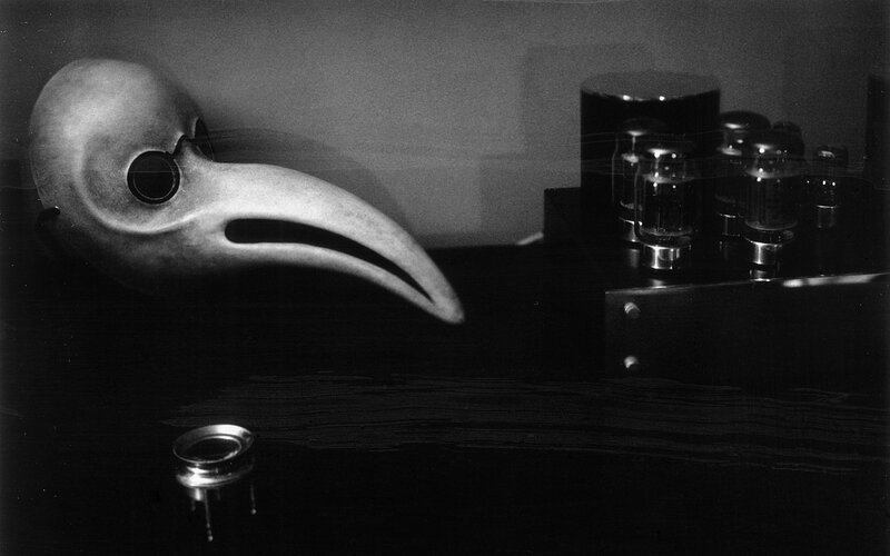Plague doctor mask on table