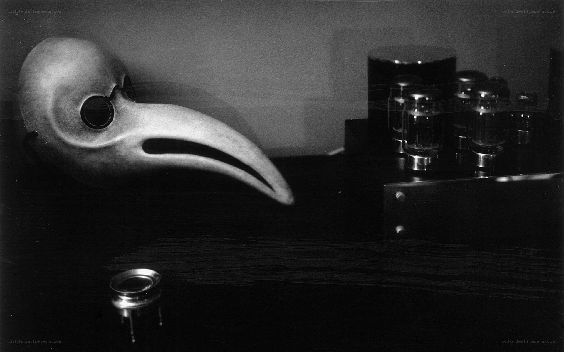 Plague doctor mask on table