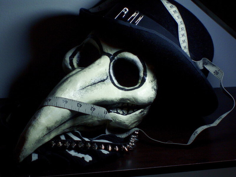 plague doctor mask with measuring tape