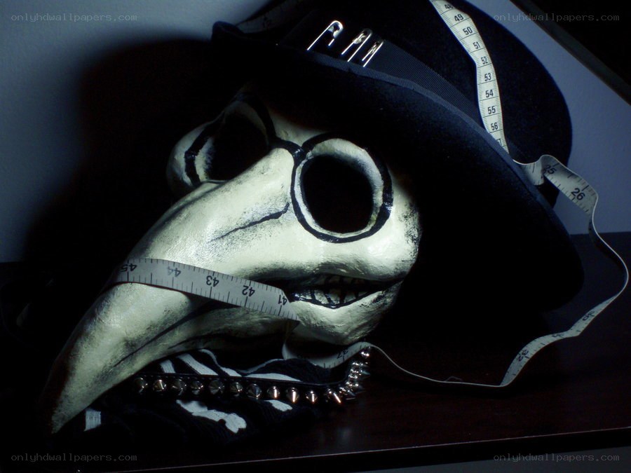 plague doctor mask with measuring tape