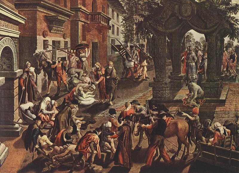 Plague in a city street