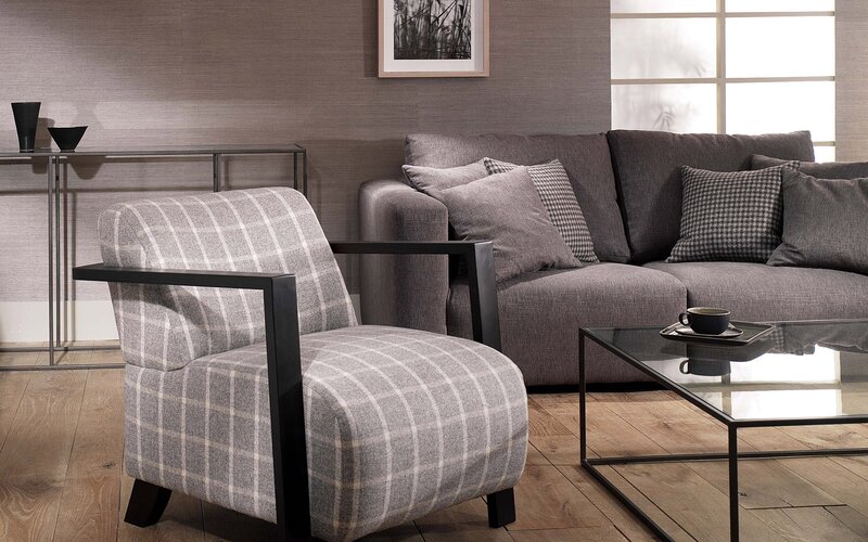 Plaid Armchair and Sofa