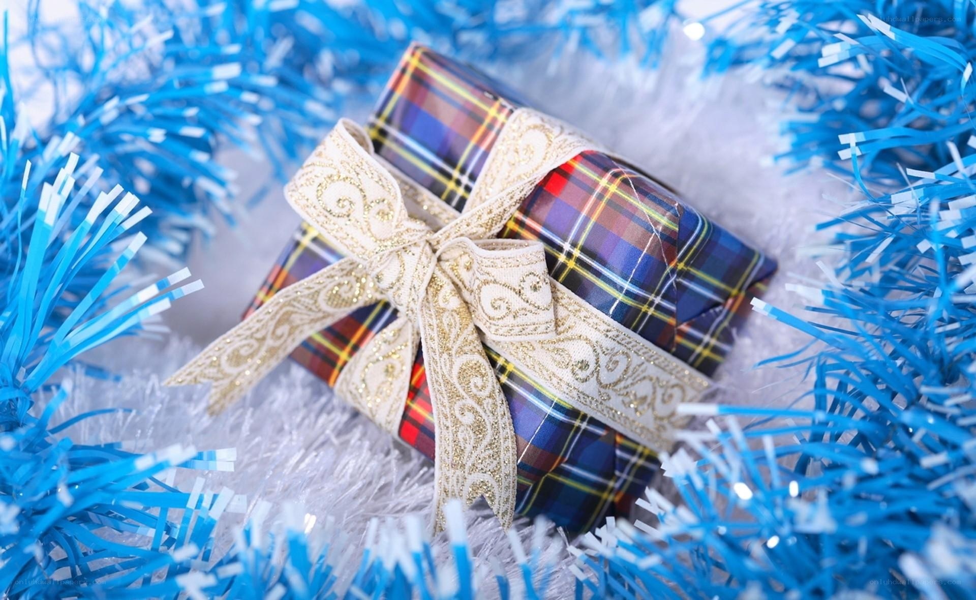 plaid gift with ribbon