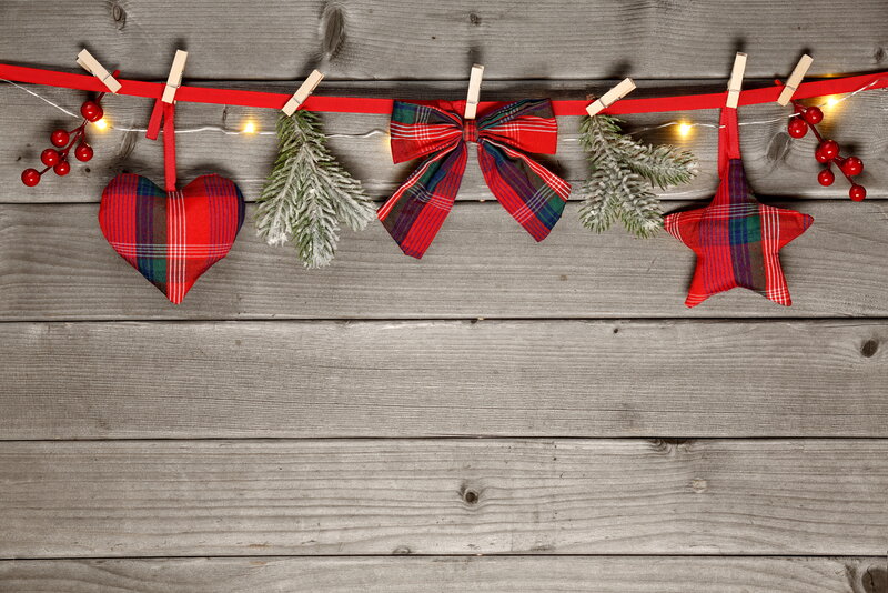 Plaid Ornaments on String