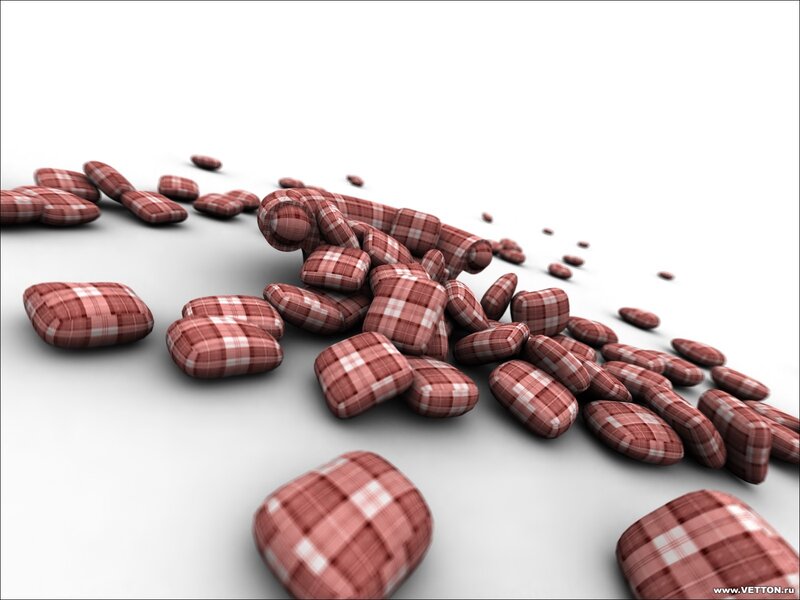 Plaid pillows scattered on white