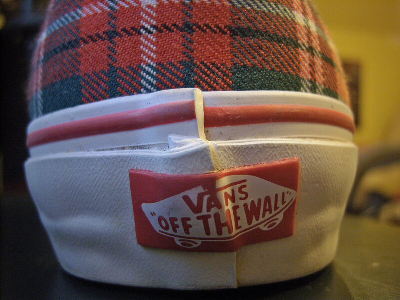 plaid sneaker heel