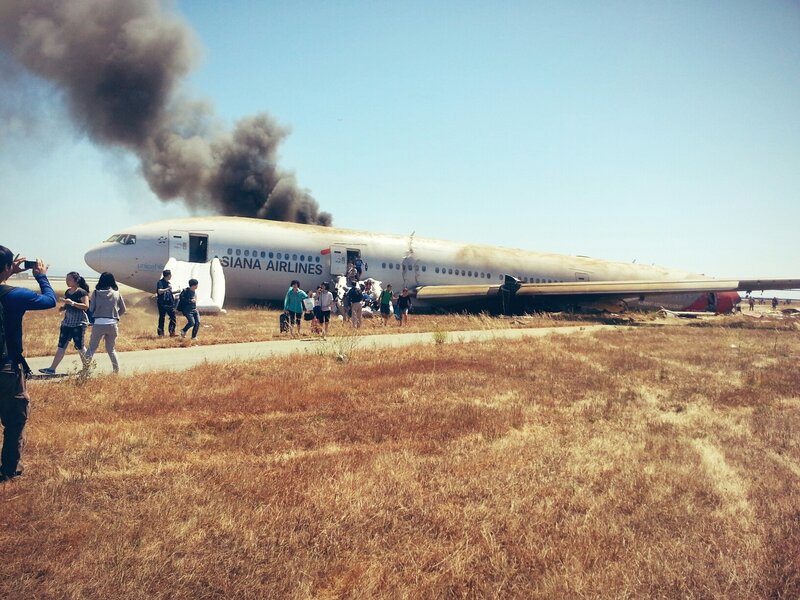 Plane crash evacuation scene